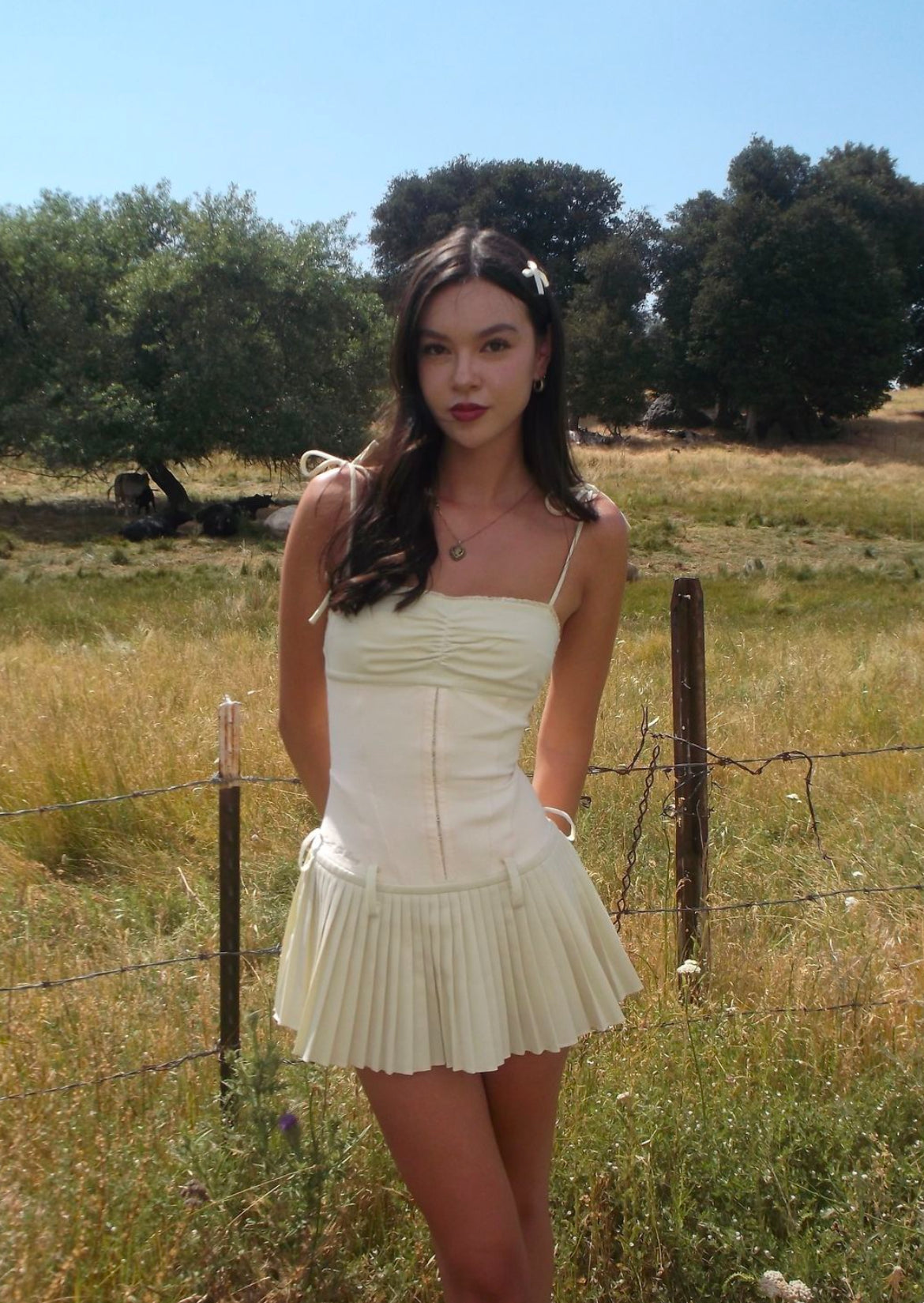 Drop-waist Pleated Mini Dress